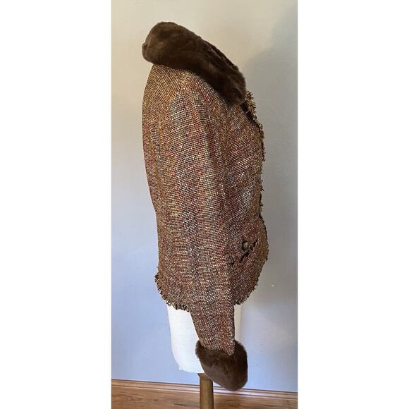VTG Penny Lane Sz 6 Bloomingdale’s Jacket Silk Rabbit Fur Mob Wife Blazer City - Picture 4 of 11